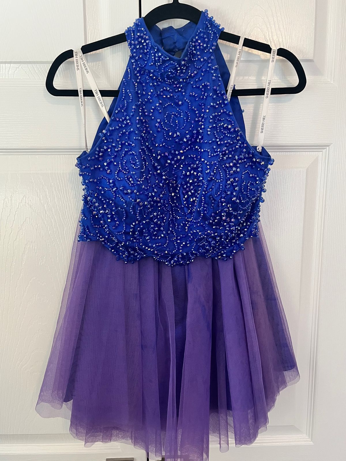 Sherri Hill Size 2 Homecoming High Neck Purple Cocktail Dress on Queenly