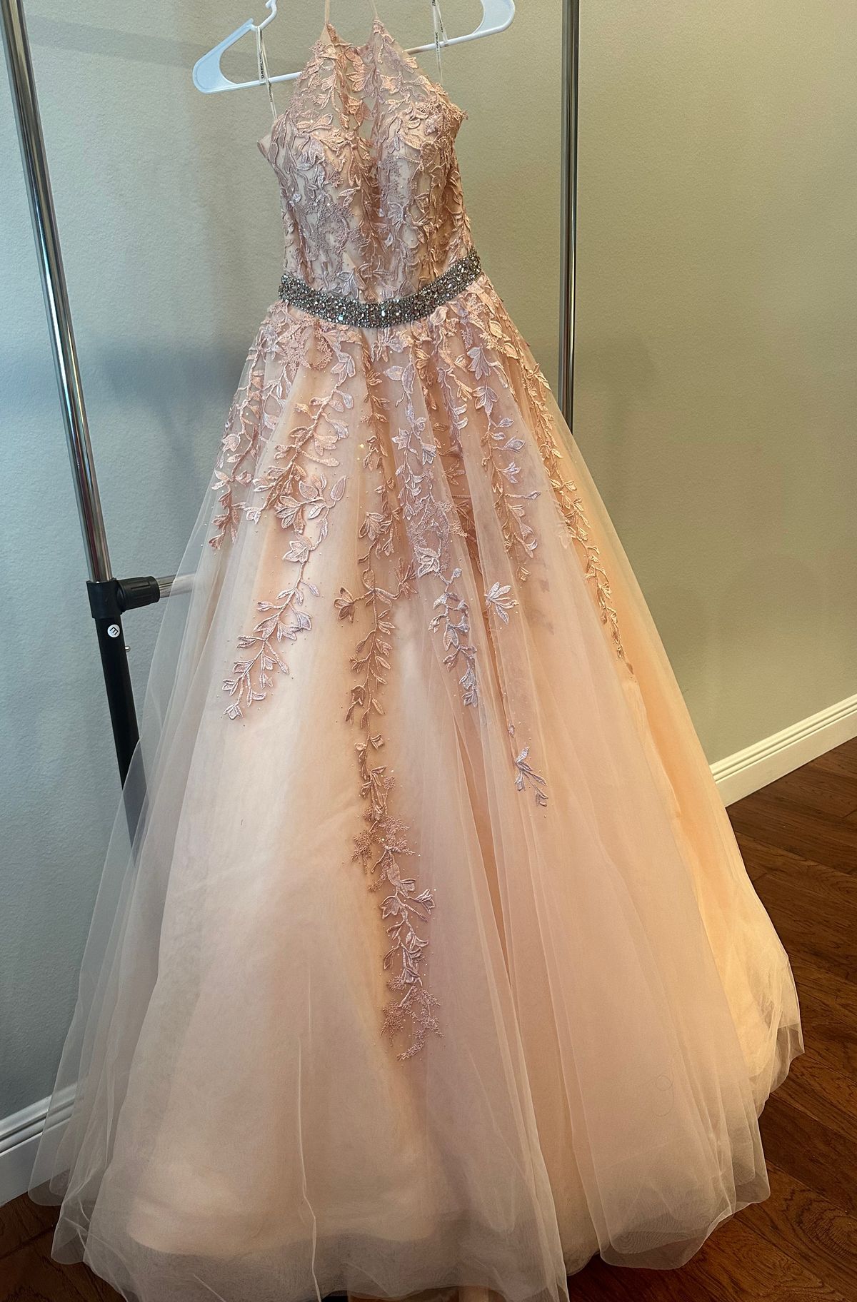 Sherri Hill Size 2 Prom High Neck Floral Light Pink Ball Gown on Queenly