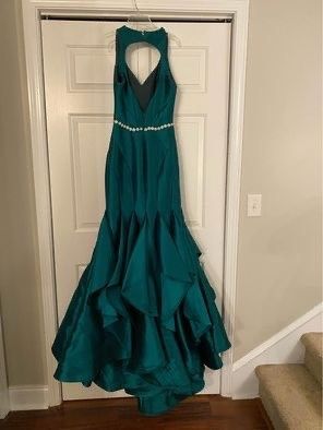 Mac Duggal Size 0 Prom Plunge Emerald Green Mermaid Dress on Queenly