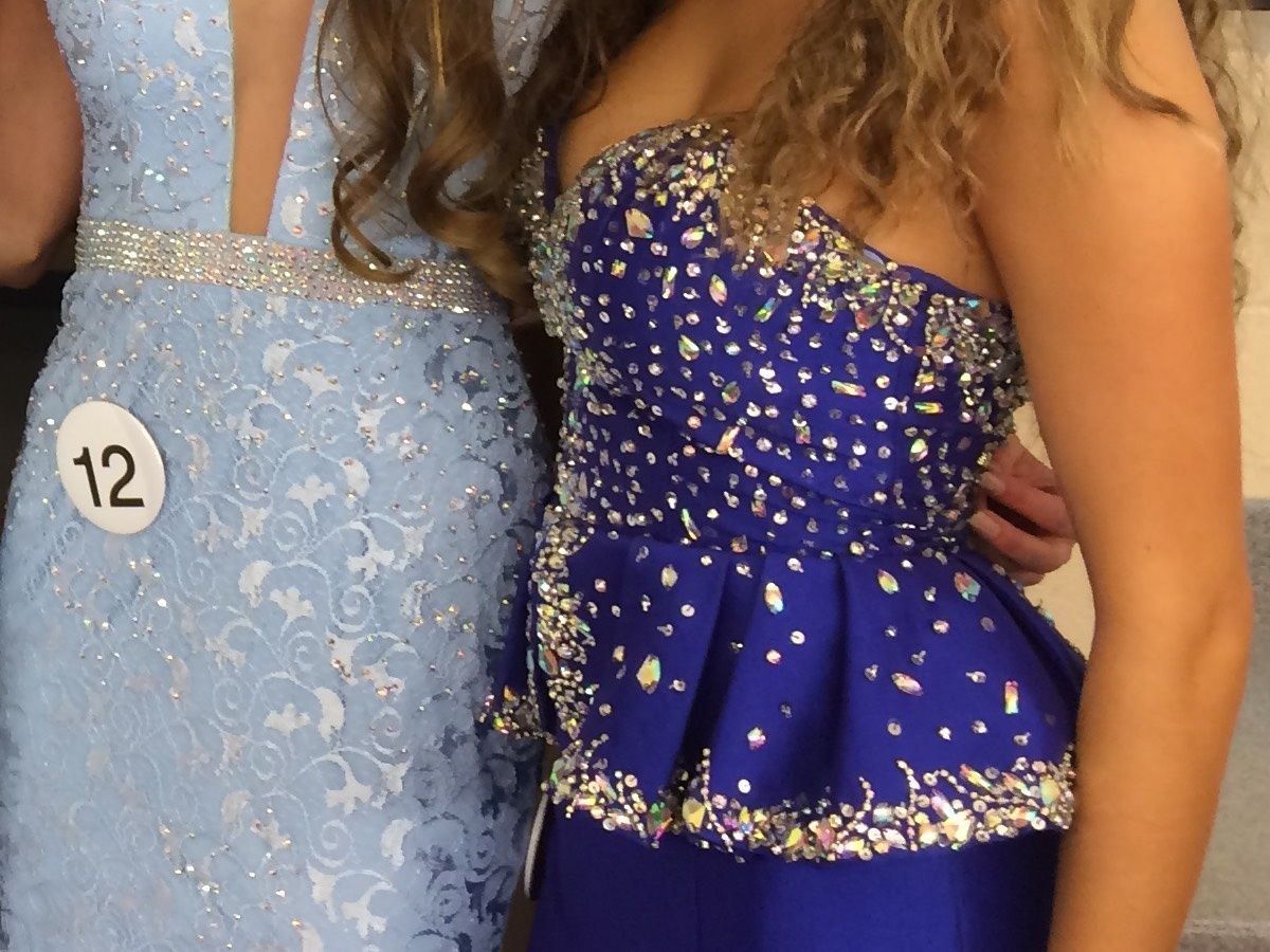 Custom Size 2 Prom Strapless Sequined Royal Blue Mermaid Dress on Queenly