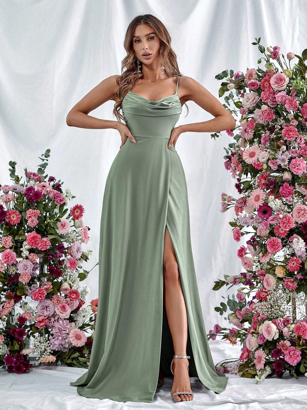 Style FSWD0913 Faeriesty Size M Light Green Side Slit Dress on Queenly