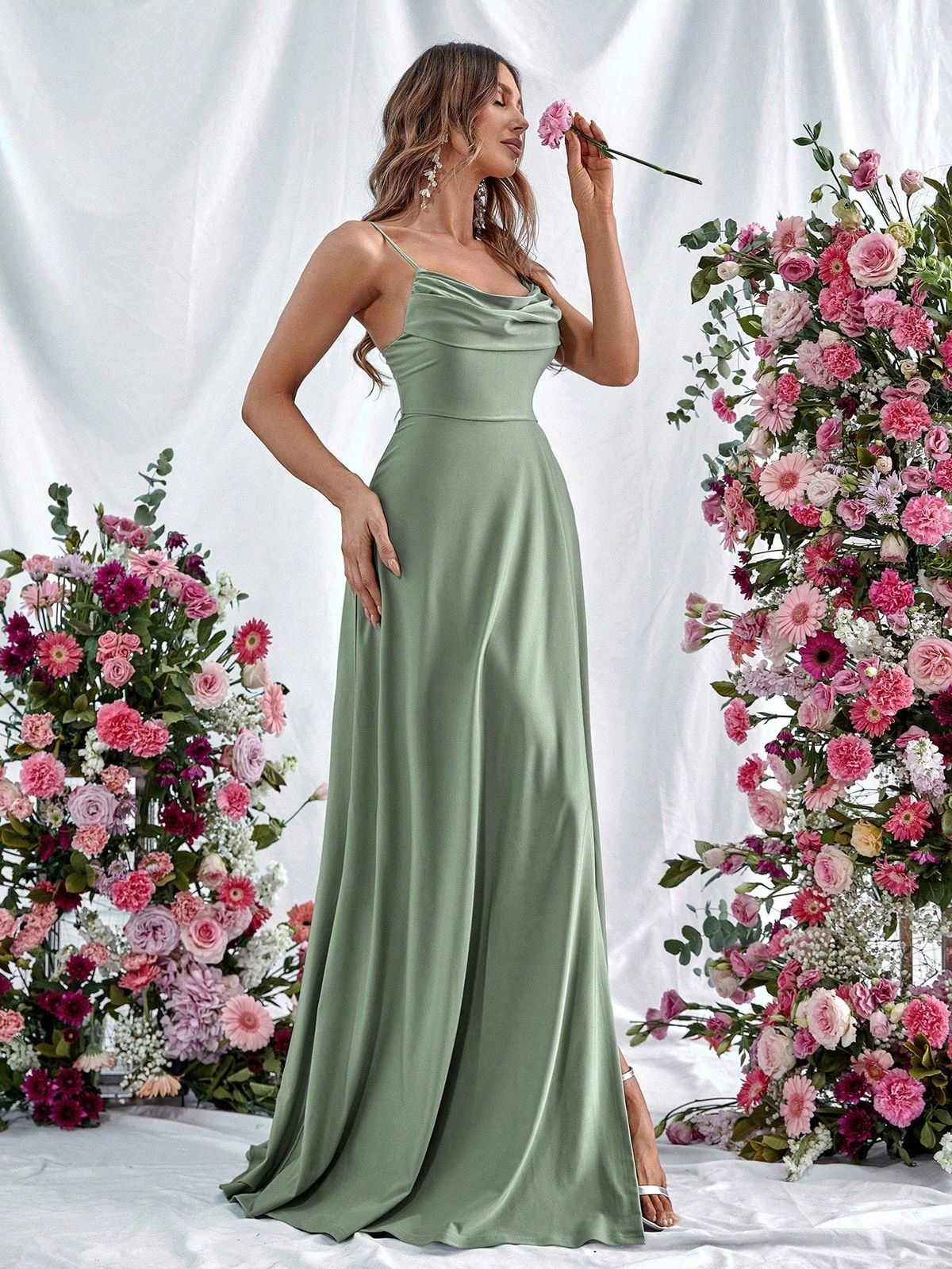 Style FSWD0913 Faeriesty Size L Light Green Side Slit Dress on Queenly