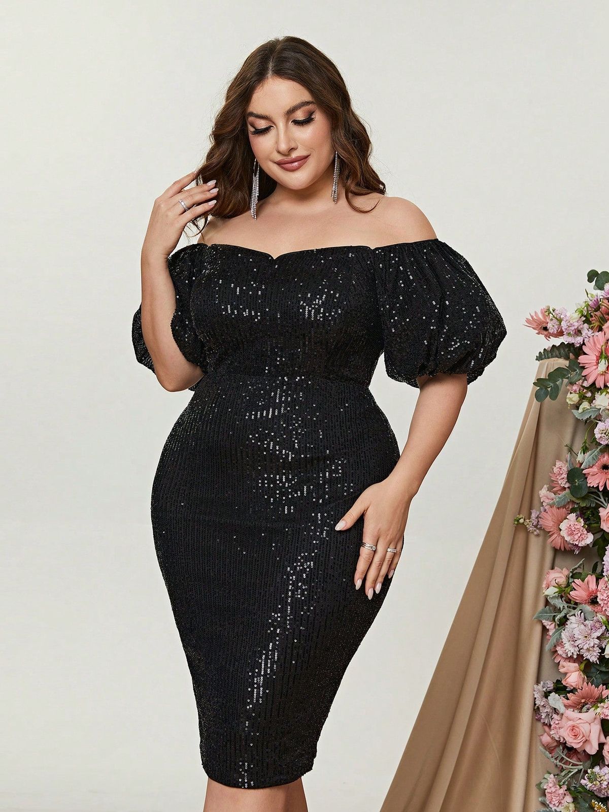 Style FSWD0998P Faeriesty Size 1X Off The Shoulder Black Cocktail Dress on Queenly