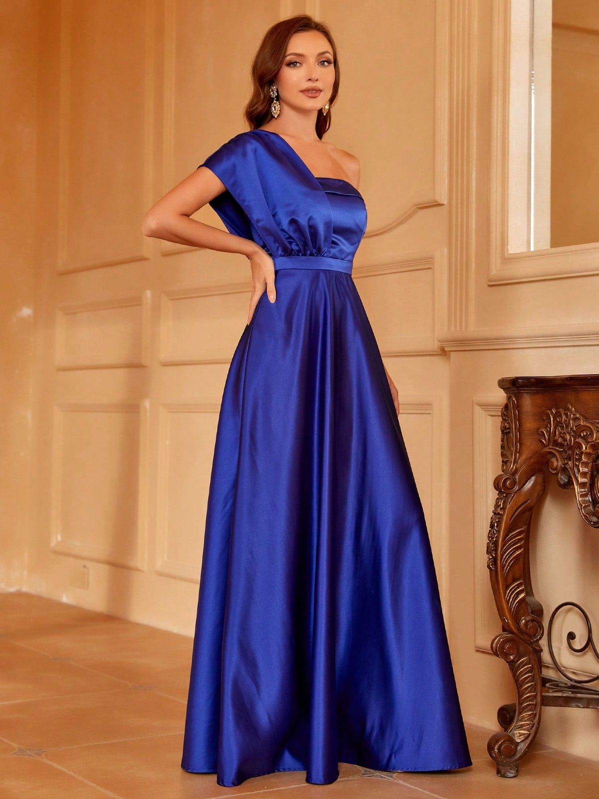 Style FSWD1501 Faeriesty Size S One Shoulder Royal Blue A-line Dress on Queenly