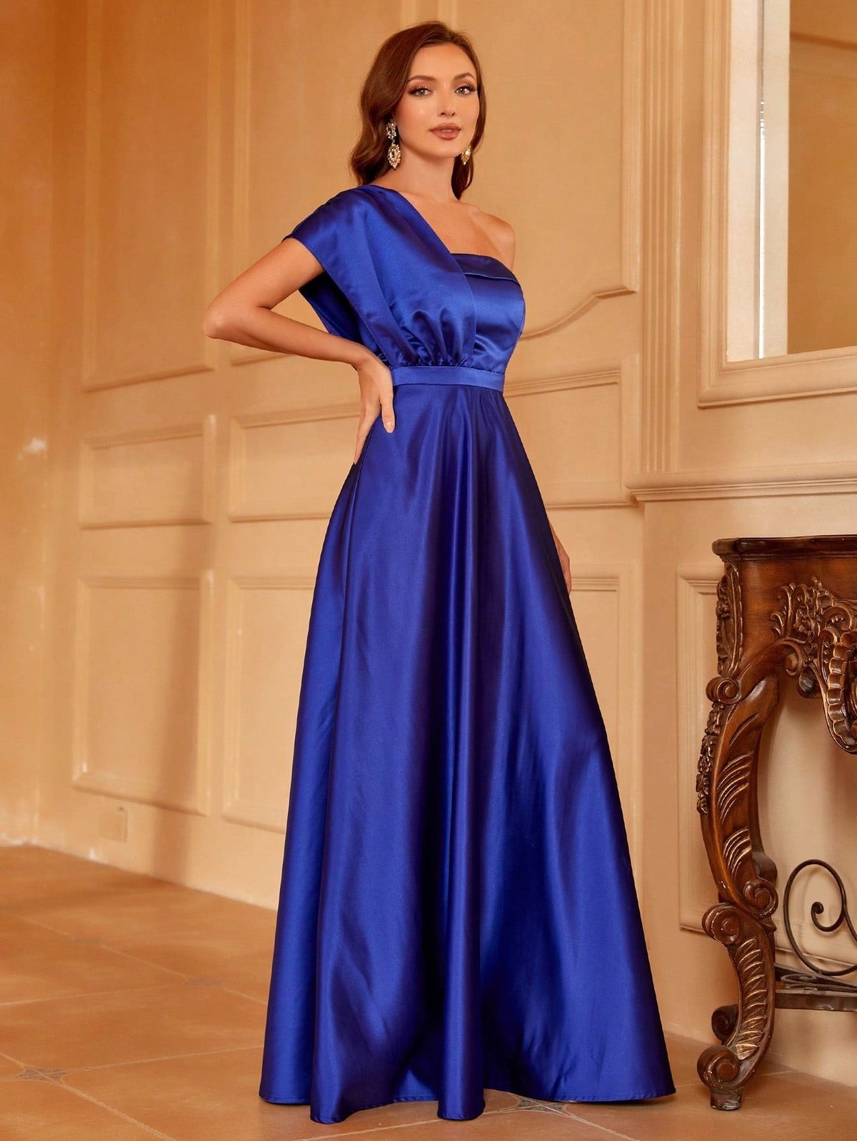 Style FSWD1501 Faeriesty Size M One Shoulder Royal Blue A-line Dress on Queenly