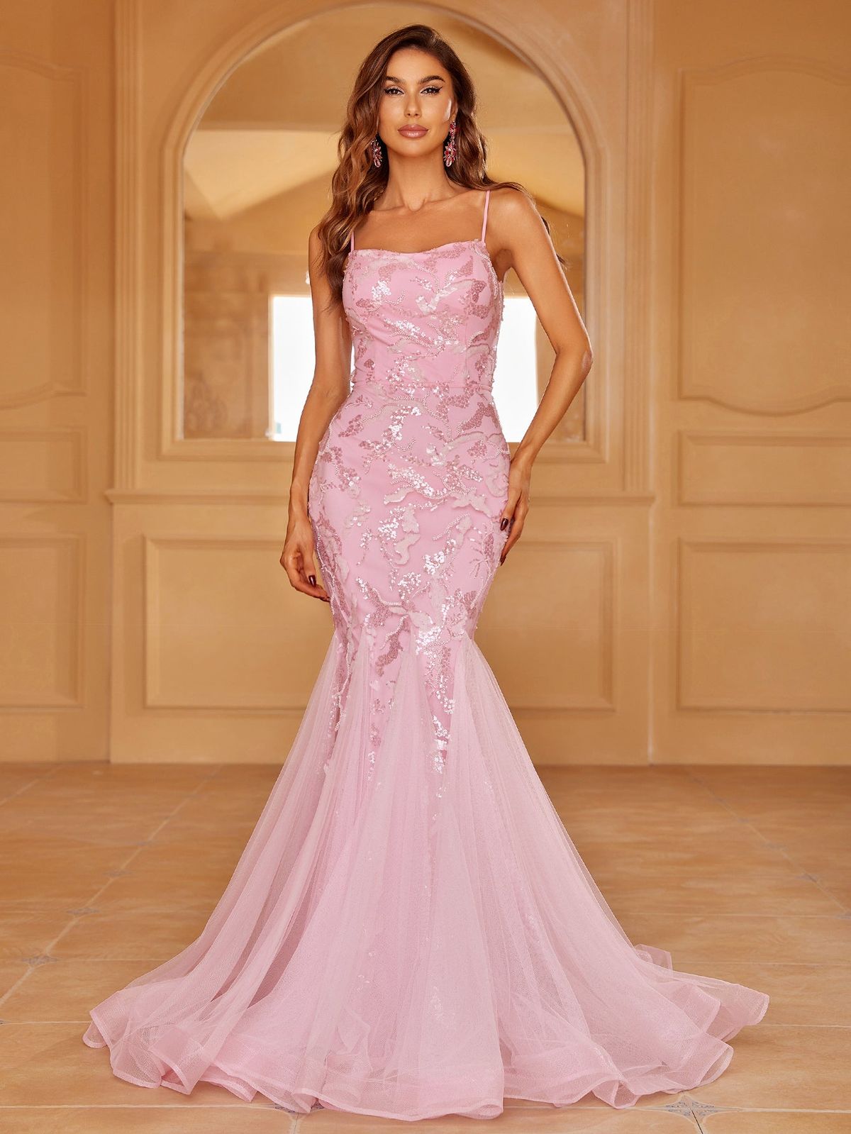 Style LAWD8042 Faeriesty Size XS Nightclub Sheer Pink Mermaid Dress on Queenly