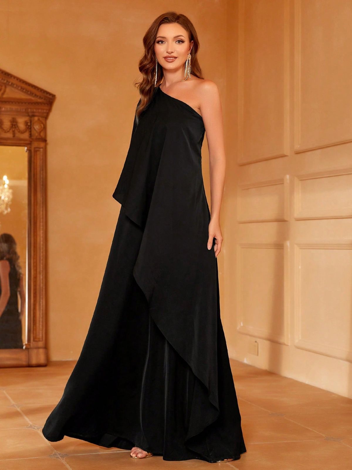 Style FSWD1144 Faeriesty Size XS One Shoulder Black Floor Length Maxi on Queenly