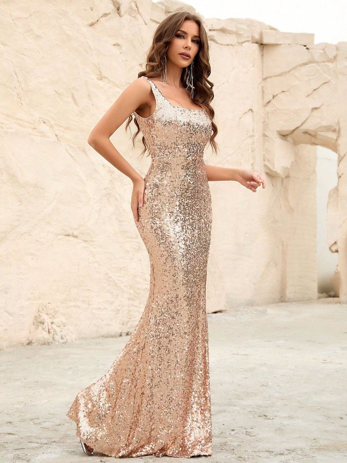 Style FSWD1179 Faeriesty Size M Gold Floor Length Maxi on Queenly