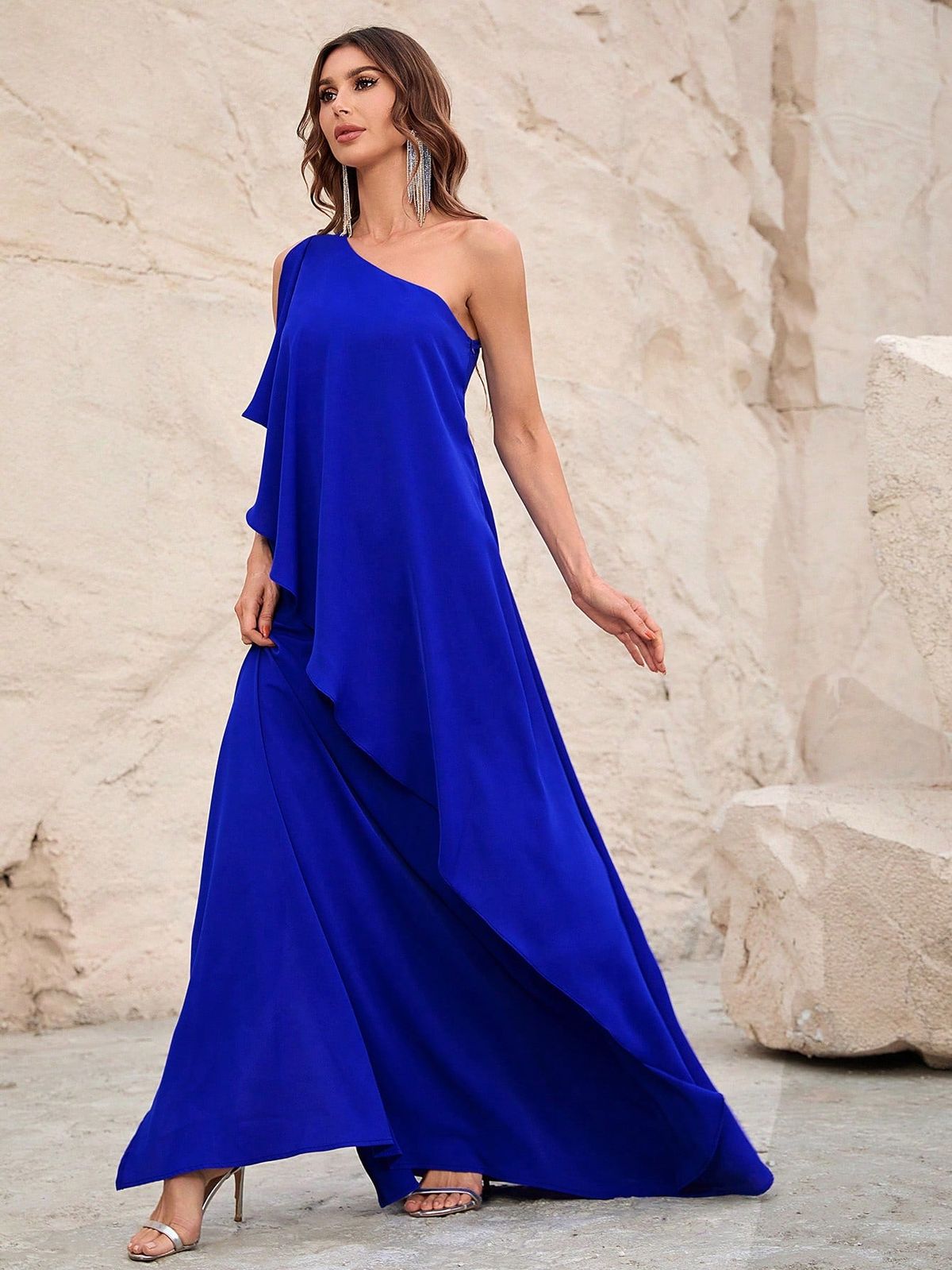 Style FSWD1144 Faeriesty Size S One Shoulder Royal Blue Floor Length Maxi on Queenly