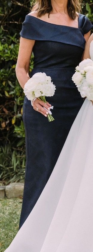 Teri Jon by Richie Freeman Size 8 Prom One Shoulder Navy Blue Floor Length Maxi on Queenly