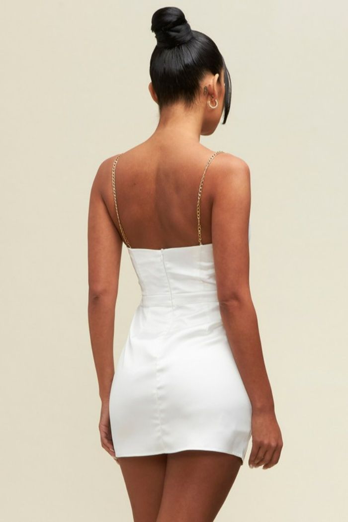 Style LD9633 Luxxel Size 2 Strapless White Cocktail Dress on Queenly