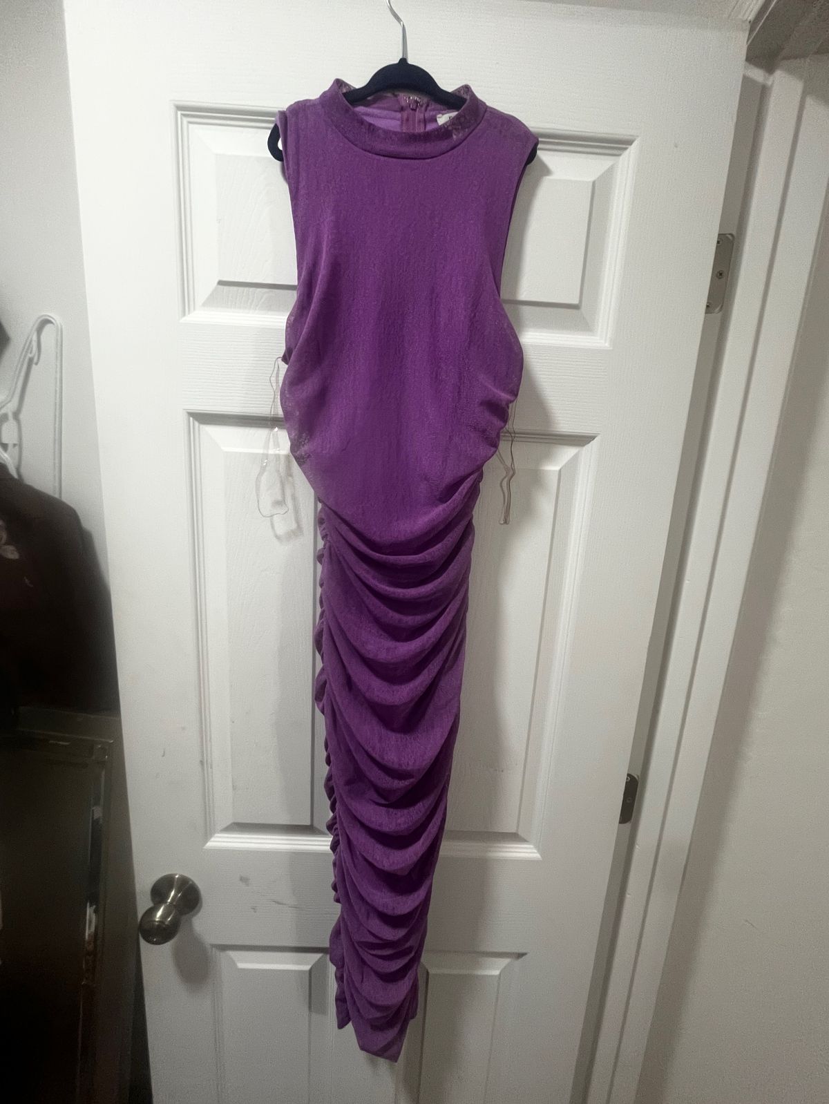 Size S Prom High Neck Purple Floor Length Maxi on Queenly