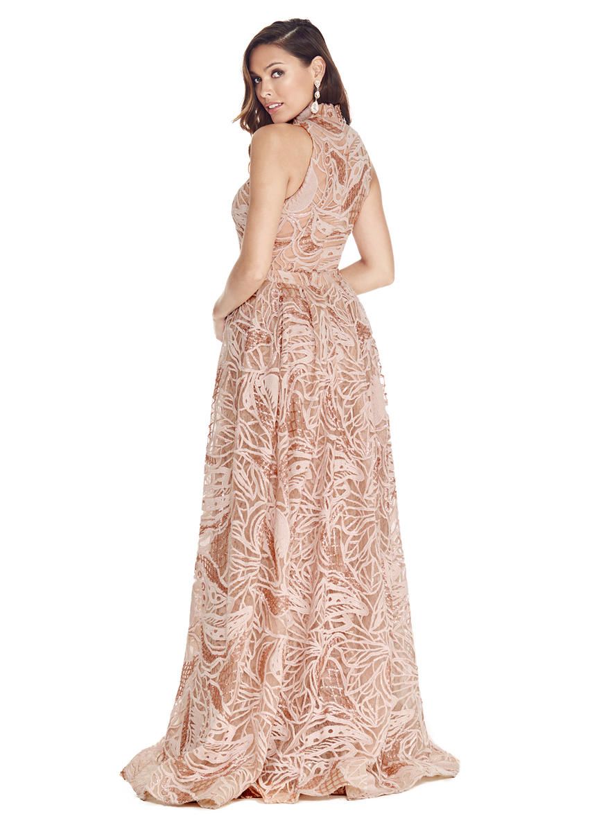 Style 1284 Ashley Lauren Size 2 High Neck Pink Dress With Train on Queenly