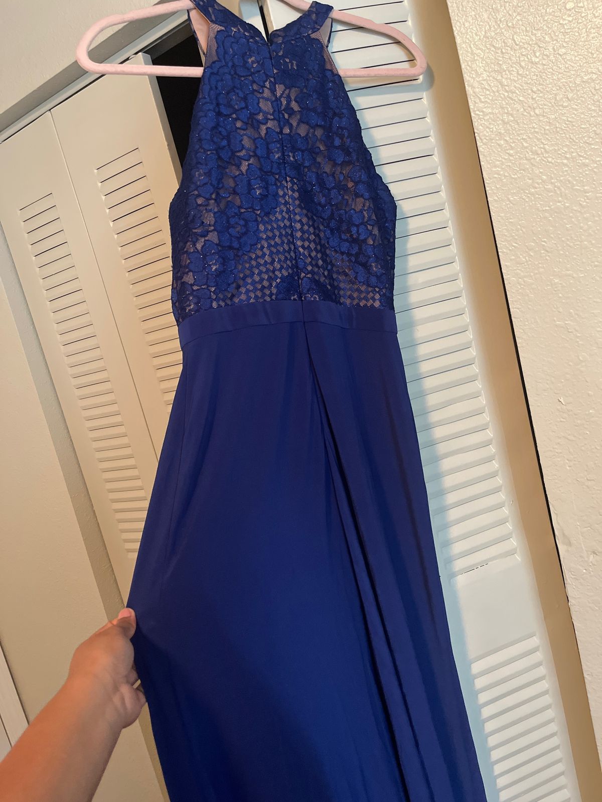 Style 21521 Nightway Size 6 Prom High Neck Royal Blue Mermaid Dress on Queenly