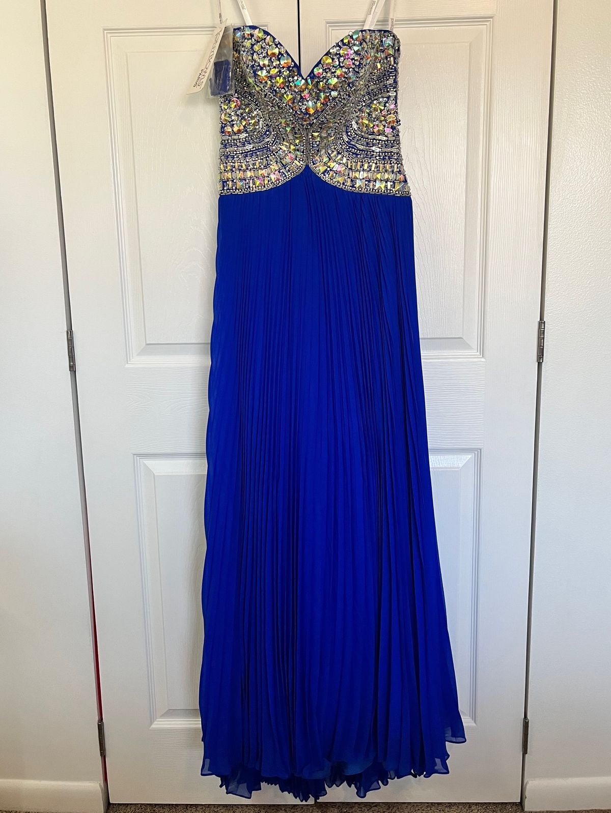 Style 114733 Tony Bowls Size 2 Strapless Royal Blue A-line Dress on Queenly