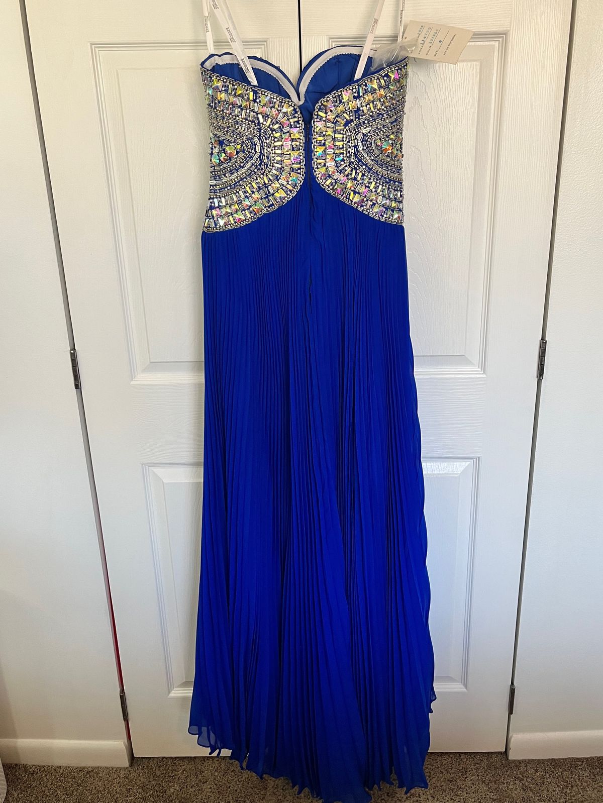 Style 114733 Tony Bowls Size 2 Strapless Royal Blue A-line Dress on Queenly