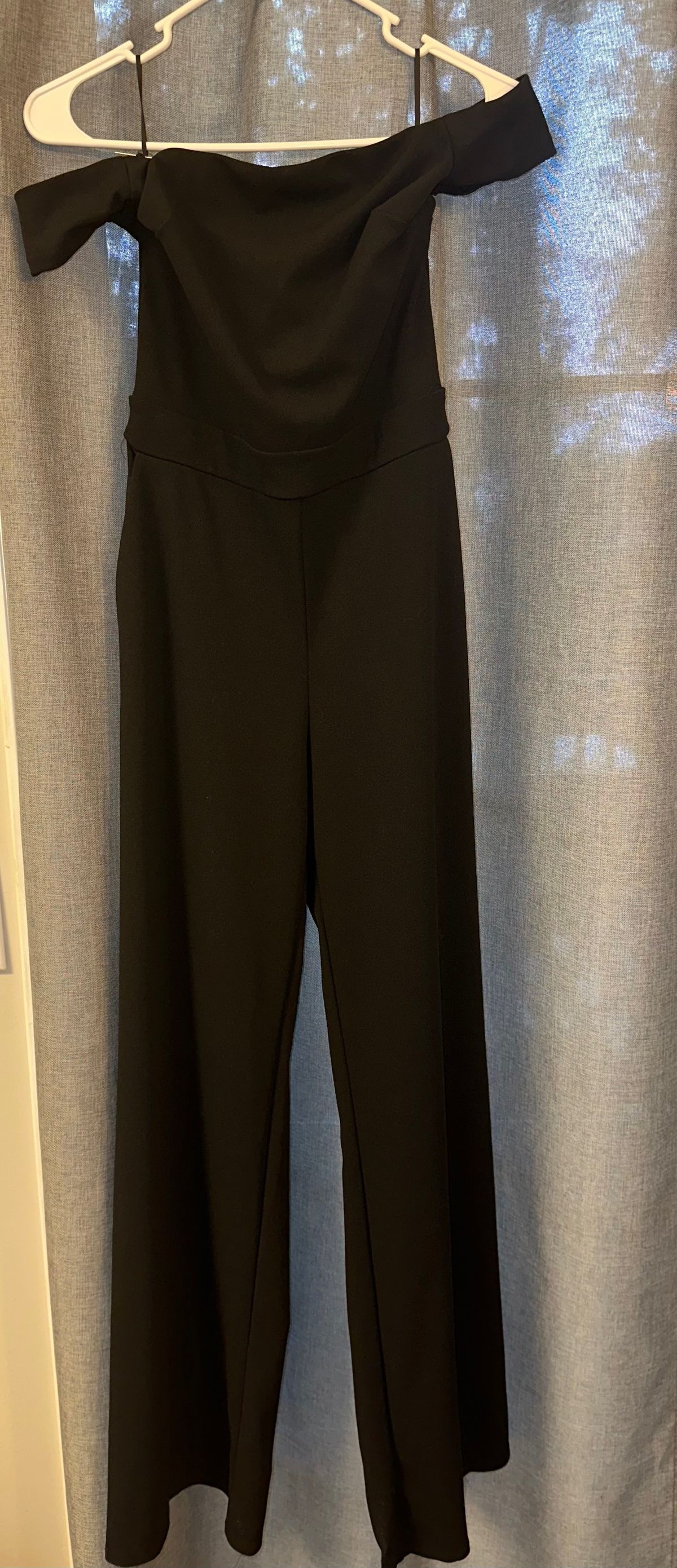 Express Size XS Homecoming Off The Shoulder Black Formal Jumpsuit on Queenly