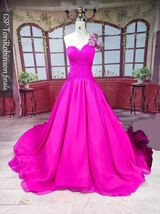Size 2 Prom Plunge Hot Pink Ball Gown on Queenly