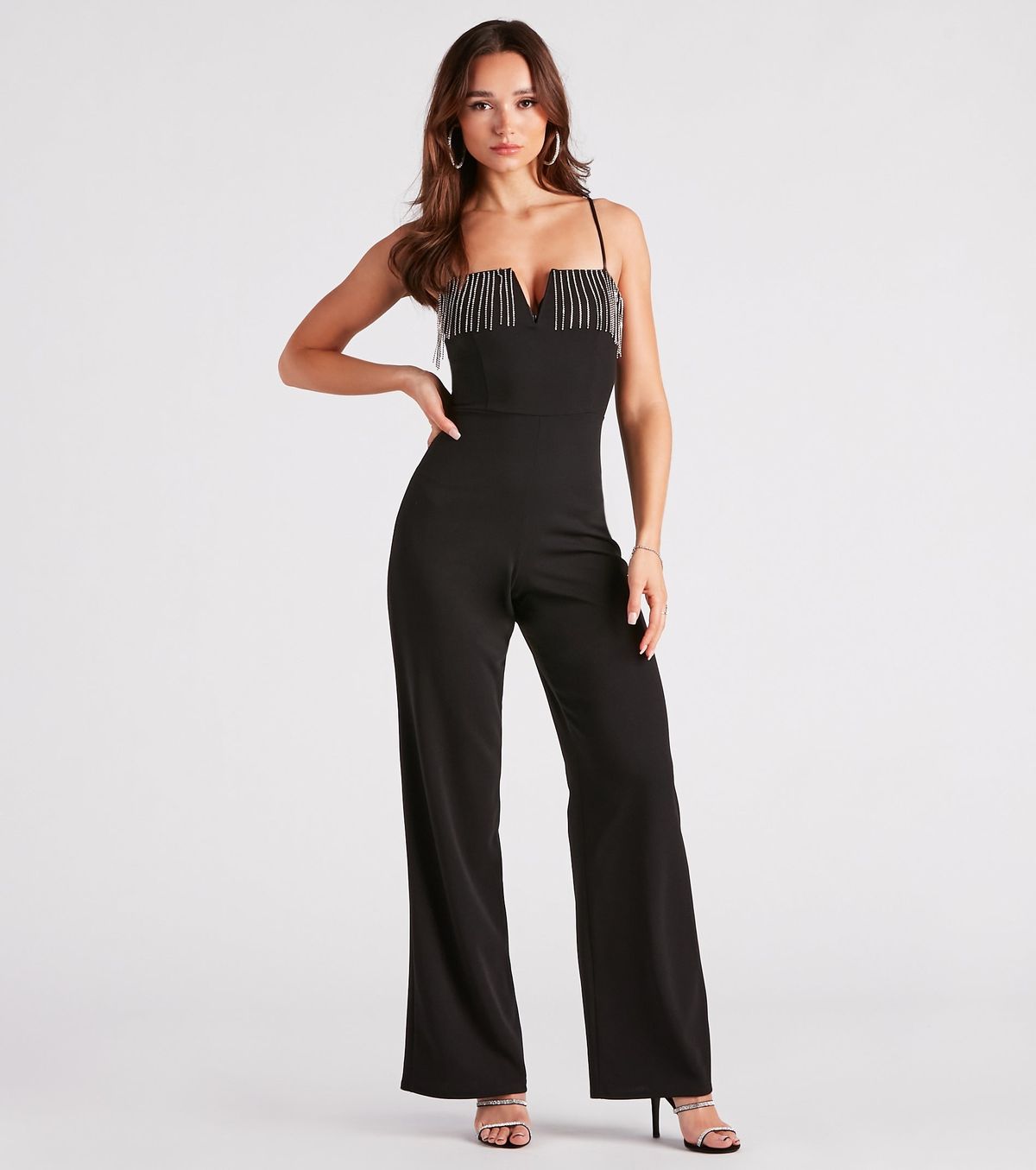 Style 06502-2294 Windsor Size L Prom Black Formal Jumpsuit on Queenly
