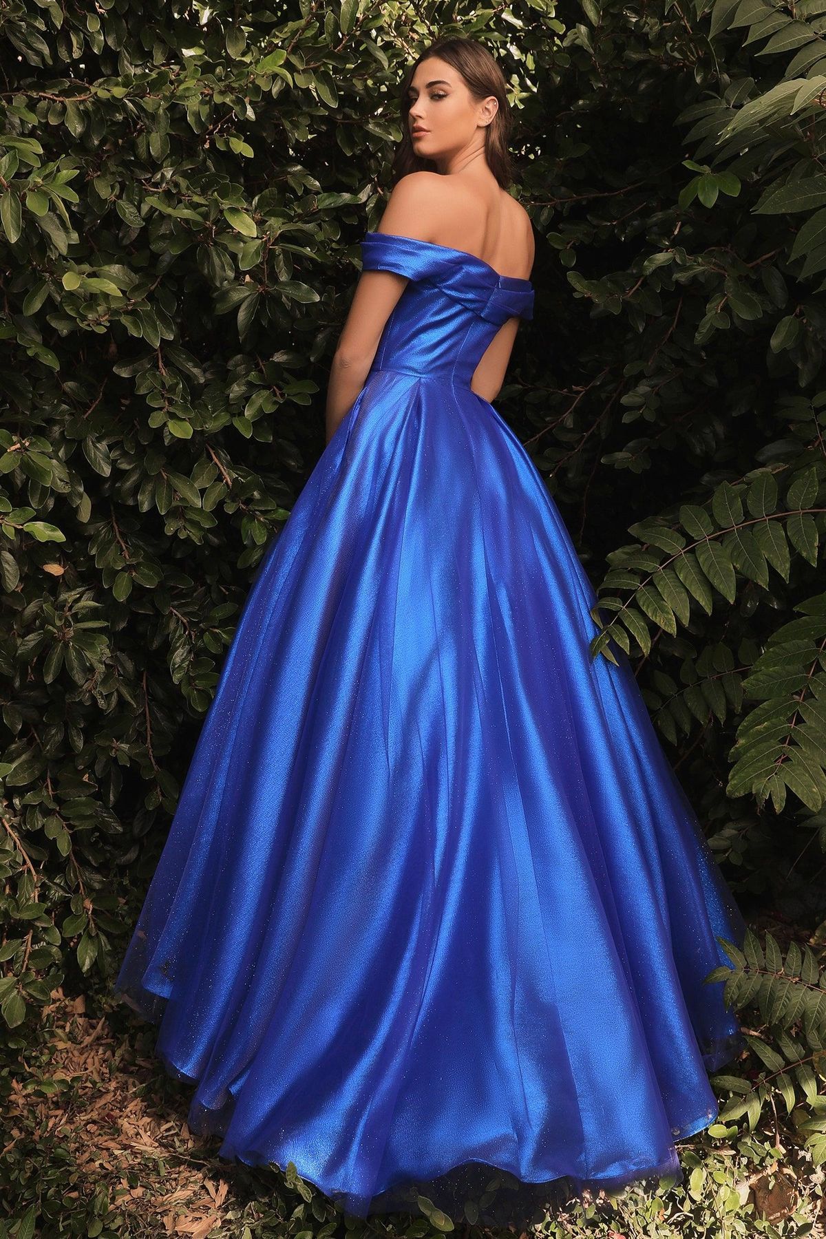 Style CDJ823 Cinderella Divine Size 8 Prom Off The Shoulder Royal Blue A-line Dress on Queenly