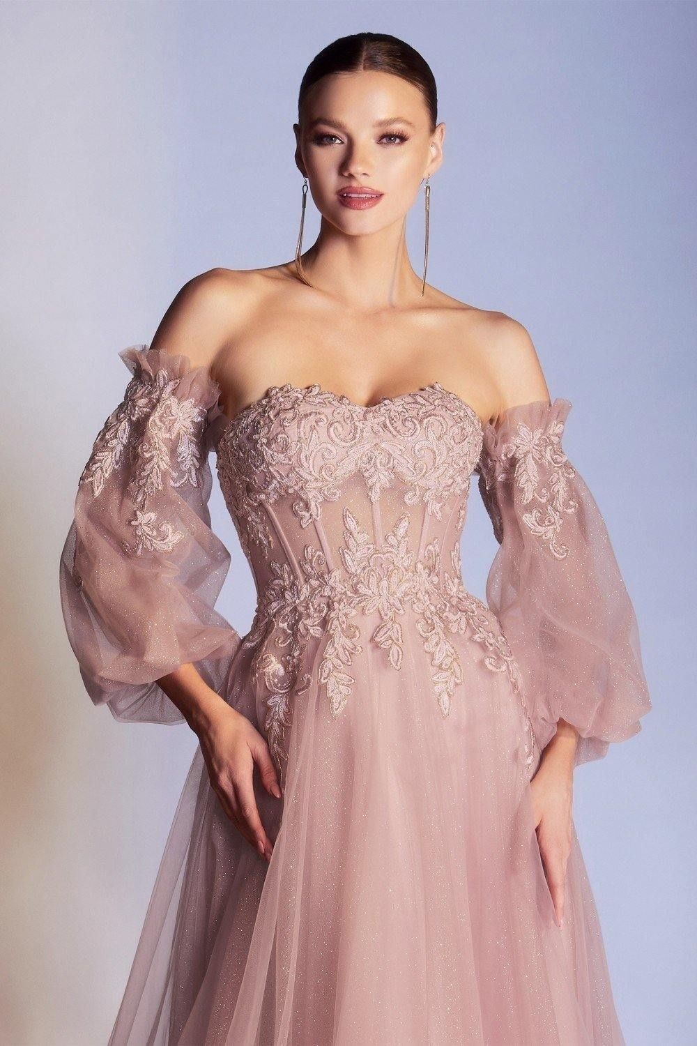 Style CD948 Cinderella Divine Size 8 Prom Off The Shoulder Lace Pink A-line Dress on Queenly