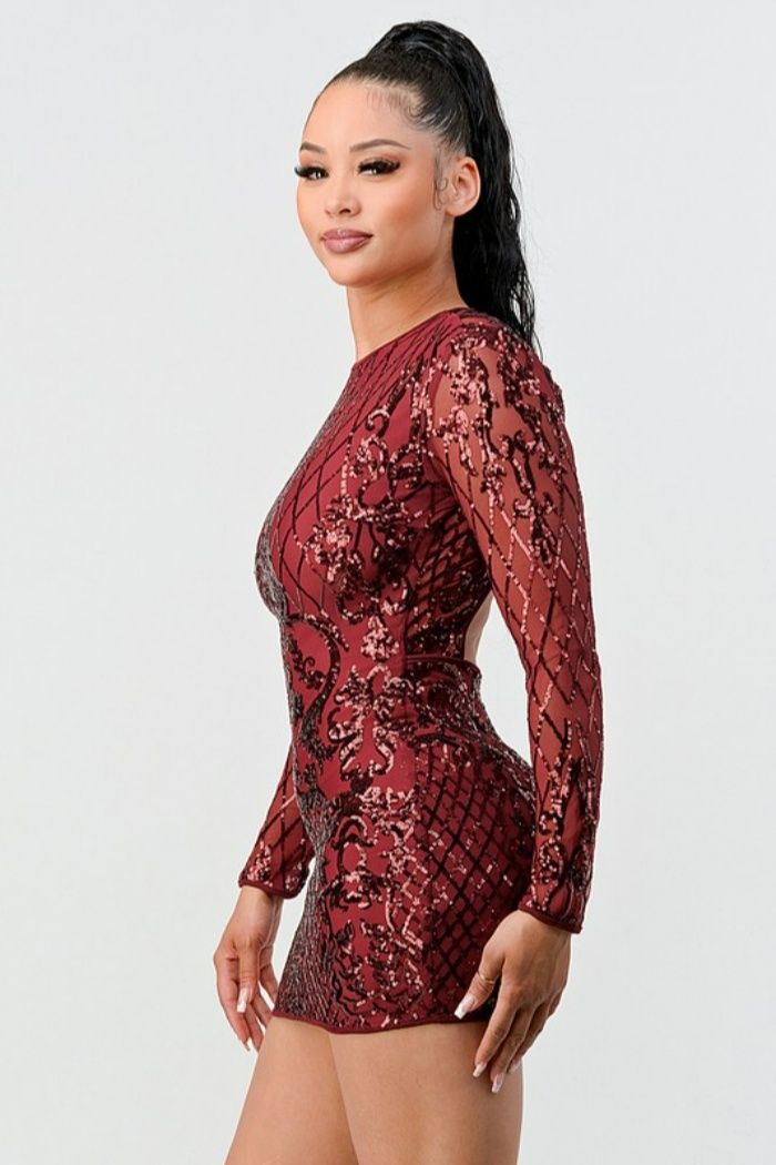 Women's 89 Sequin Jersey Mini Dress in Red Size Medium by Fashion Nova