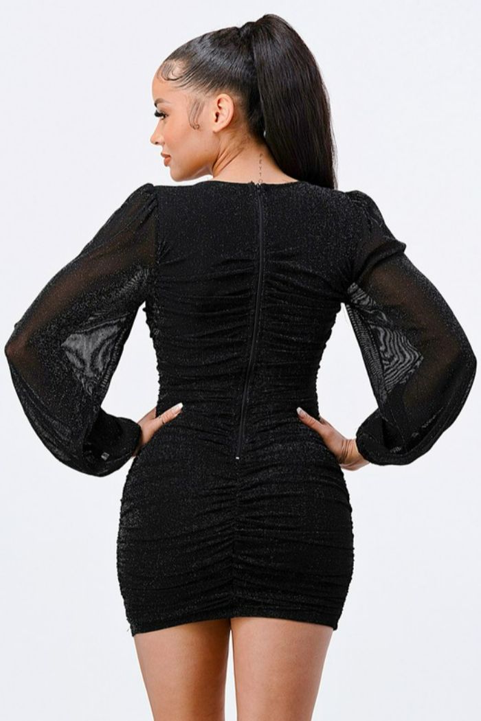 Style PD71569 Privy Size 4 Long Sleeve Black Cocktail Dress on Queenly