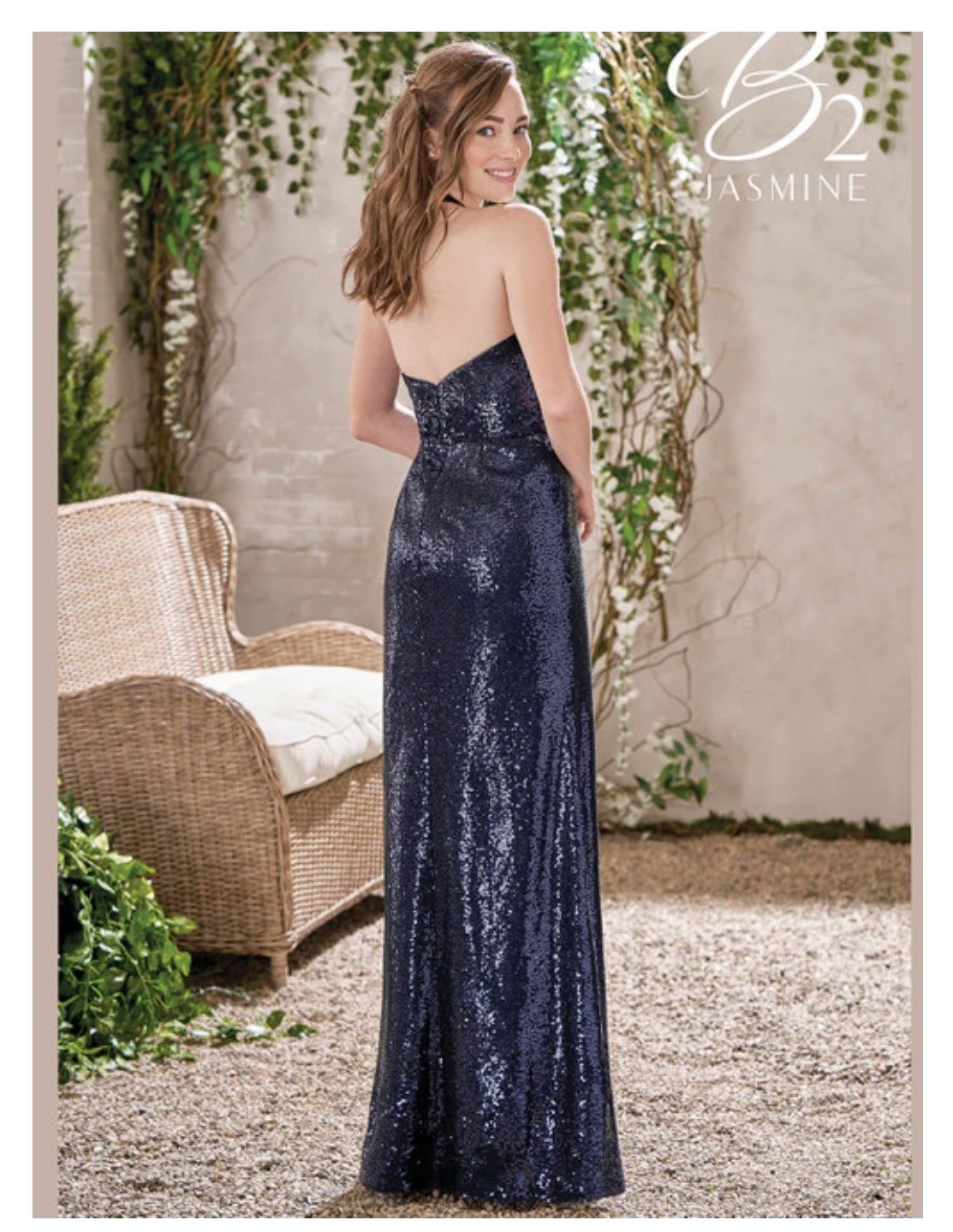 Style B190316 Jasmine Plus Size 16 Prom Halter Navy Blue A-line Dress on Queenly