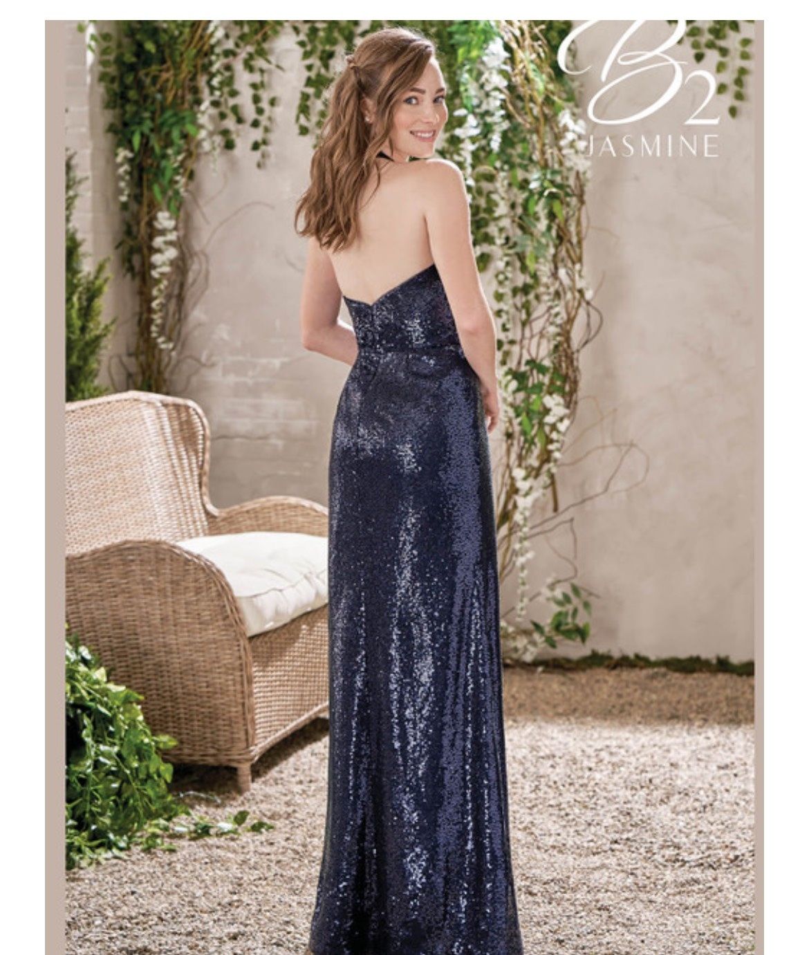 Style B193016 Jasmine Plus Size 16 Prom Halter Navy Blue A-line Dress on Queenly