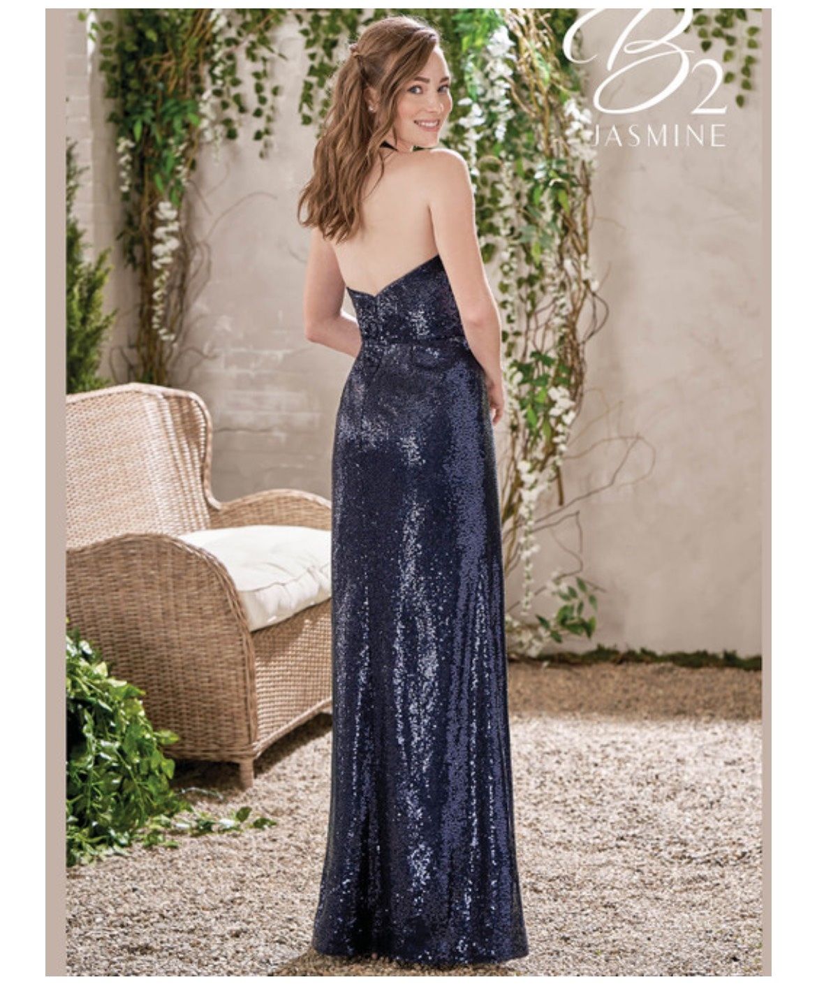 Style B193016 Jasmine Plus Size 16 Prom Halter Navy Blue A-line Dress on Queenly