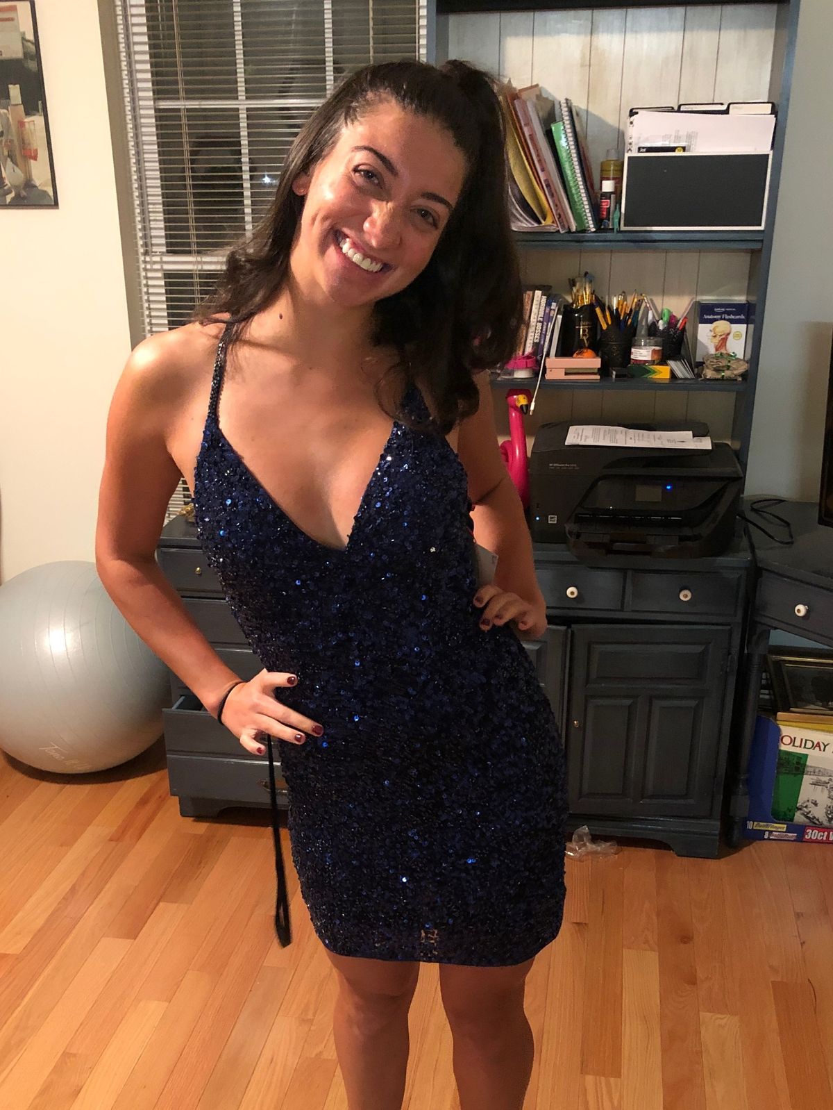 Primavera Size S Prom Plunge Navy Blue Cocktail Dress on Queenly