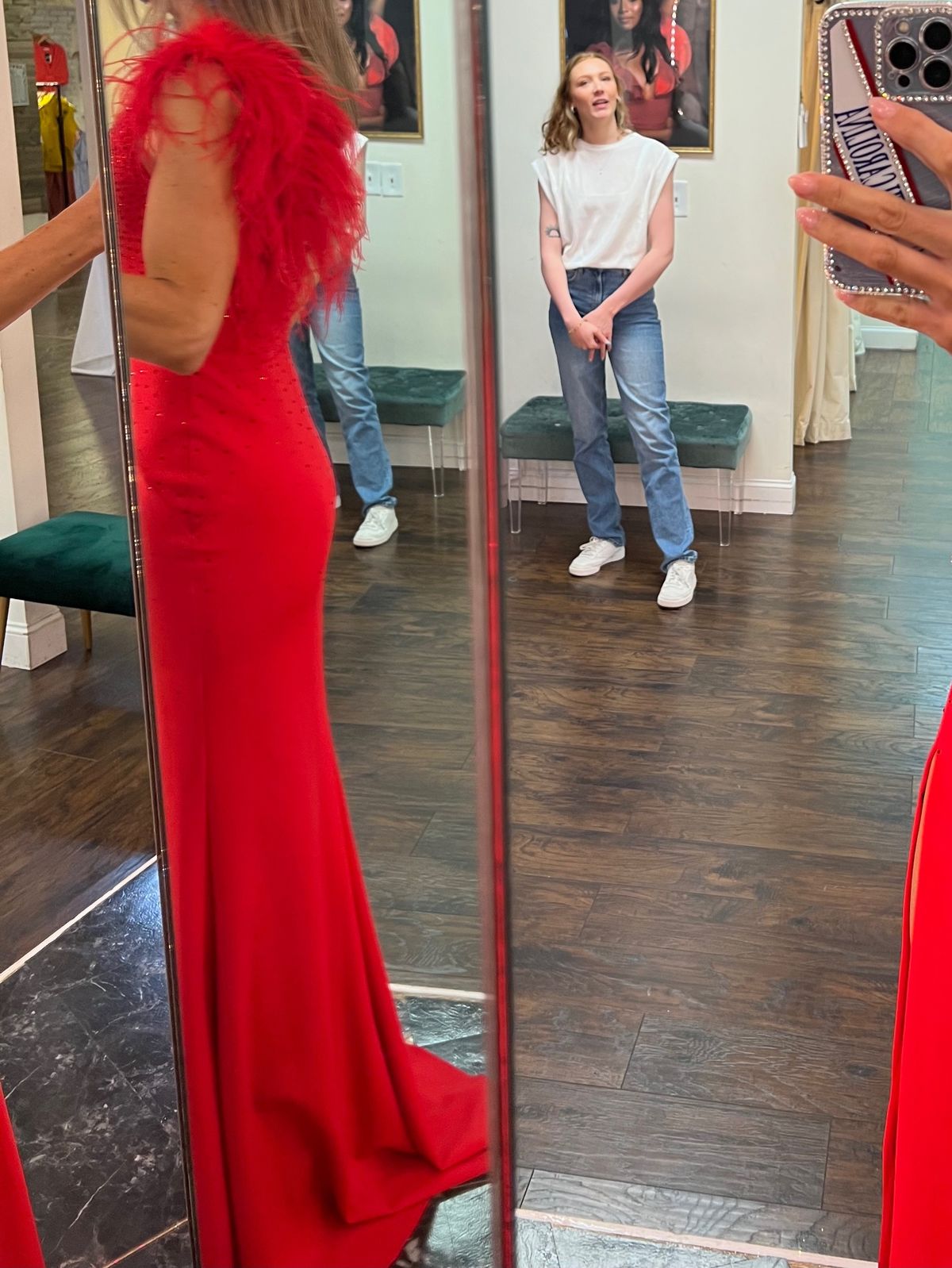Style 11290 Ashley Lauren Size 2 Prom One Shoulder Sequined Red Side Slit Dress on Queenly