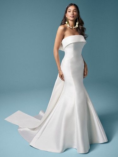 Style Mitchell Maggie Sottero Size 12 Strapless White A-line Dress on Queenly