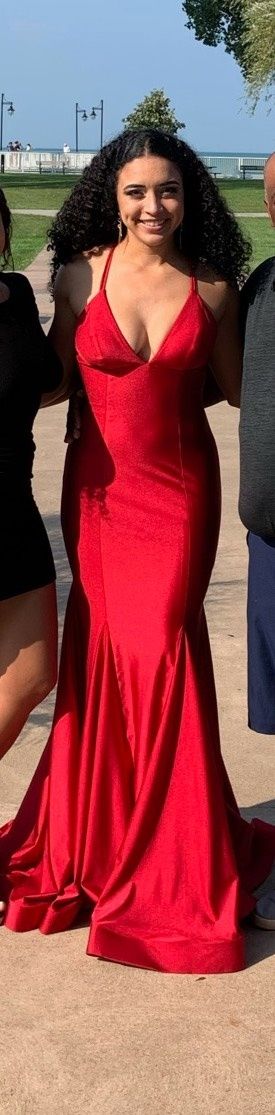 Laura Size 2 Prom Plunge Red Mermaid Dress on Queenly