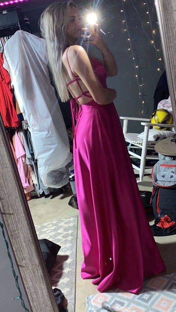Size 4 Prom Plunge Hot Pink Floor Length Maxi on Queenly
