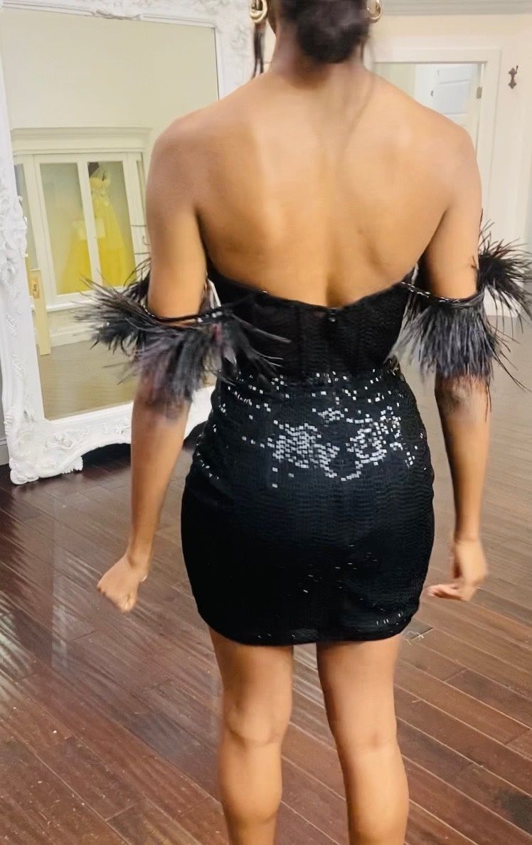 Sherri Hill Size 6 Homecoming Strapless Black Cocktail Dress on Queenly