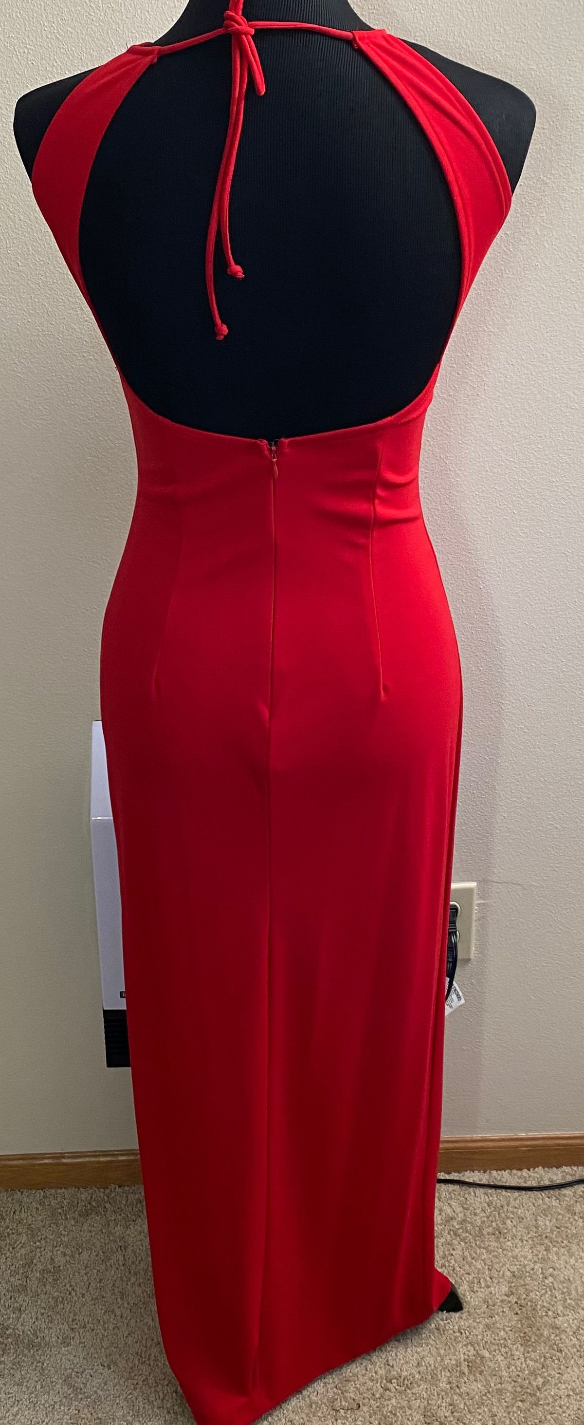 Zum Zum by Niki Livas Size 4 Prom High Neck Sequined Red Side Slit Dress on Queenly
