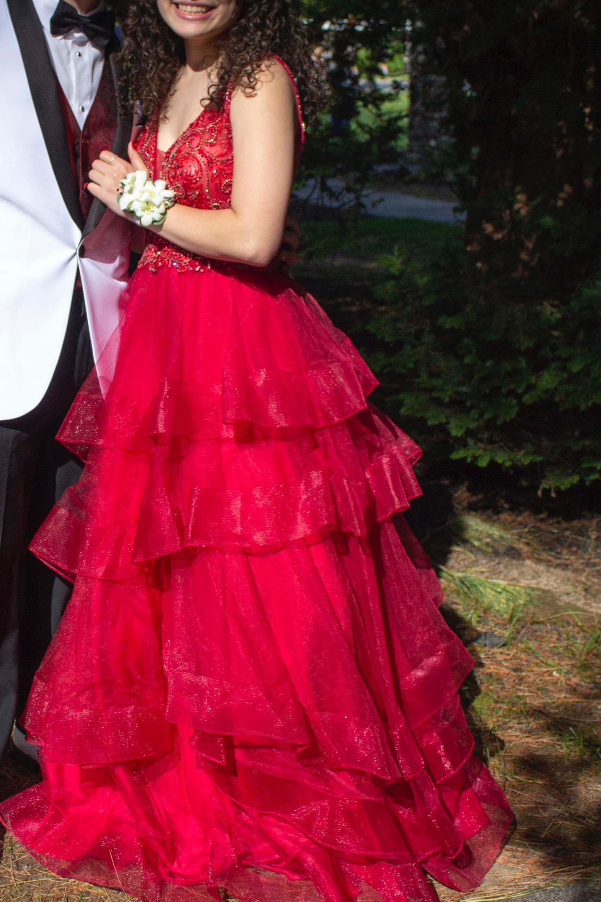 Camille La Vie Size 2 Prom Plunge Sequined Red Ball Gown on Queenly
