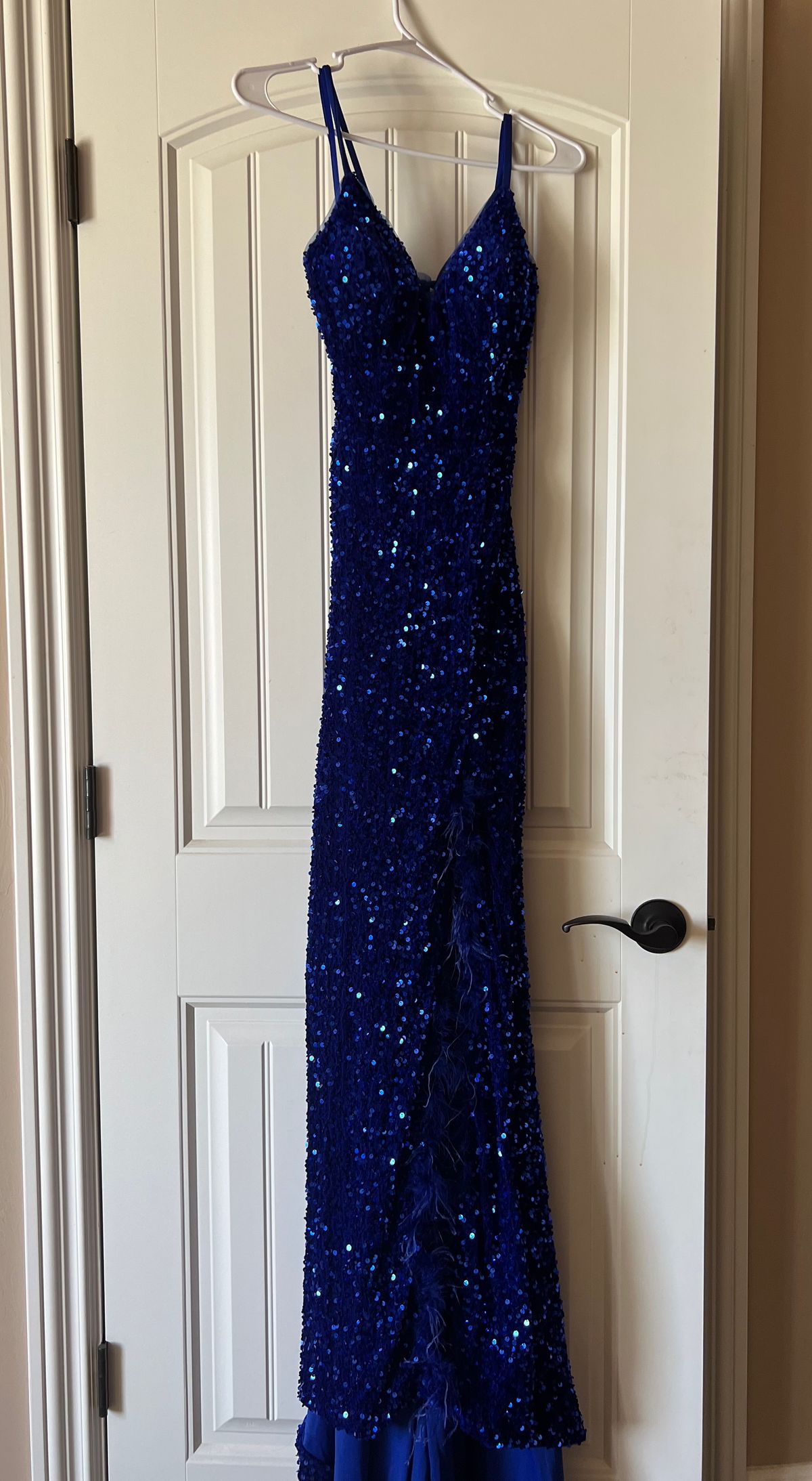 Size 4 Prom Blue Side Slit Dress on Queenly
