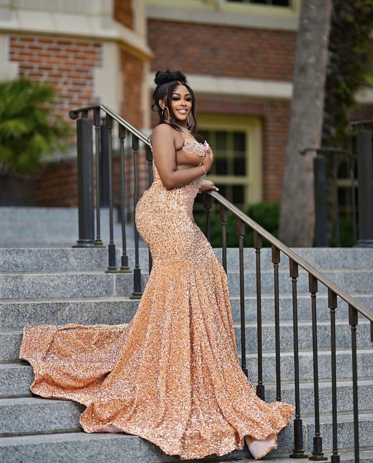 Size M Prom Gold Ball Gown on Queenly