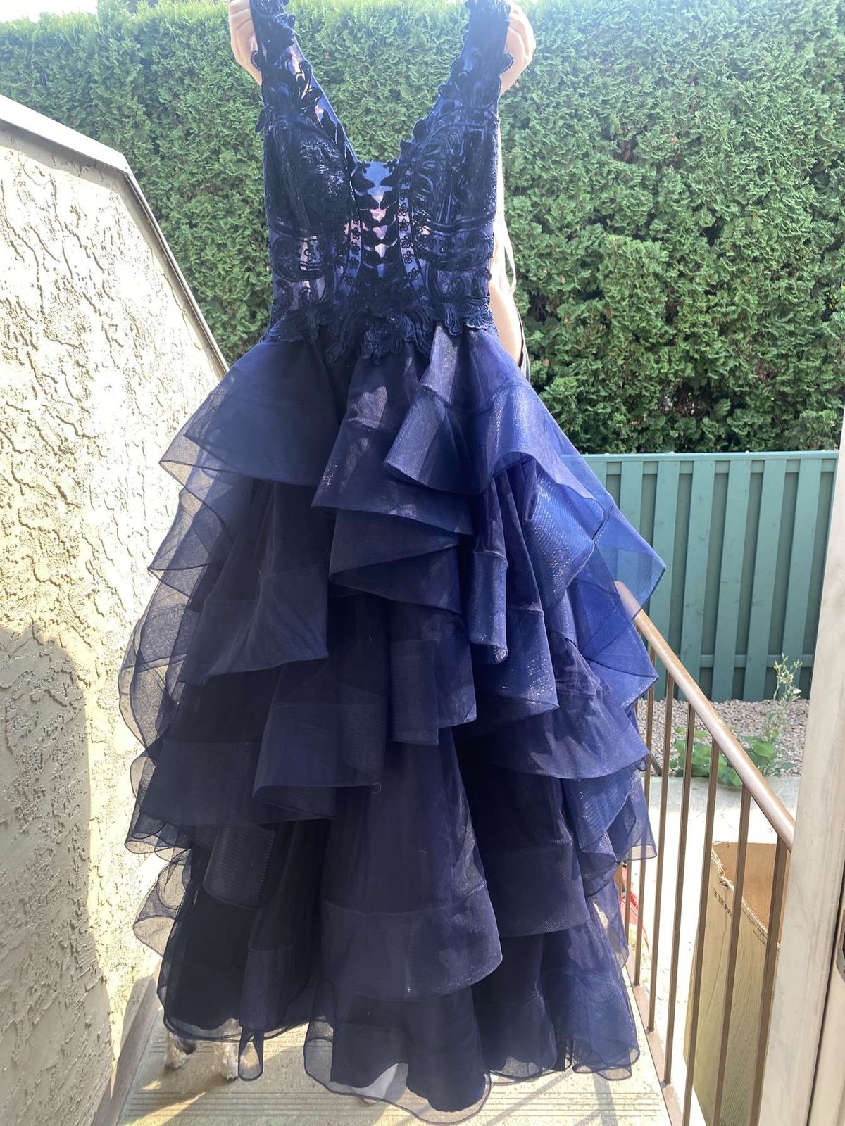 Size 8 Prom Navy Blue Ball Gown on Queenly