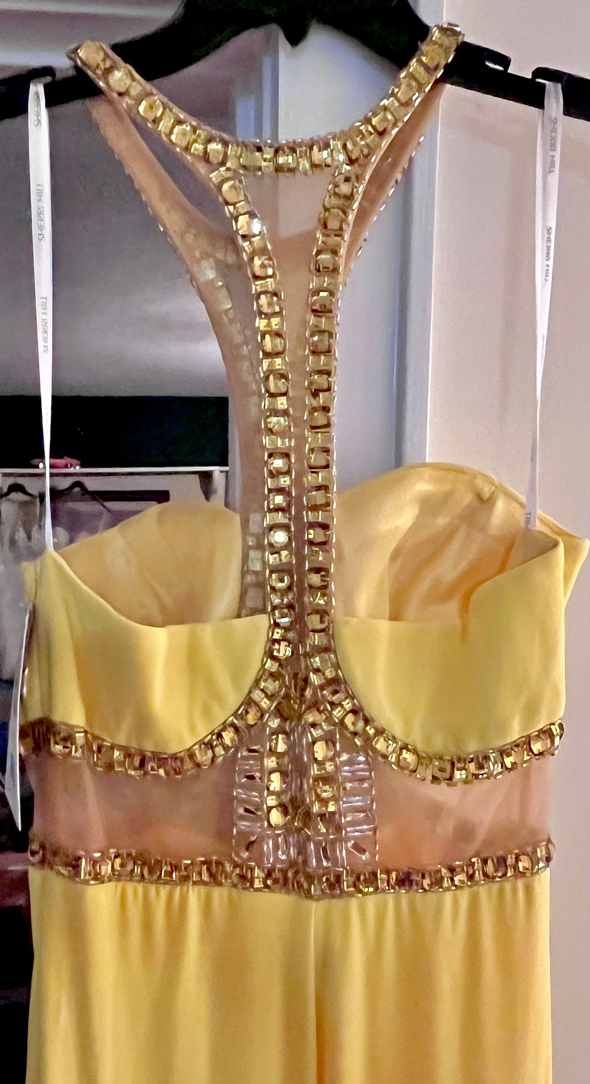 Sherri Hill Size 12 Prom Halter Yellow Floor Length Maxi on Queenly