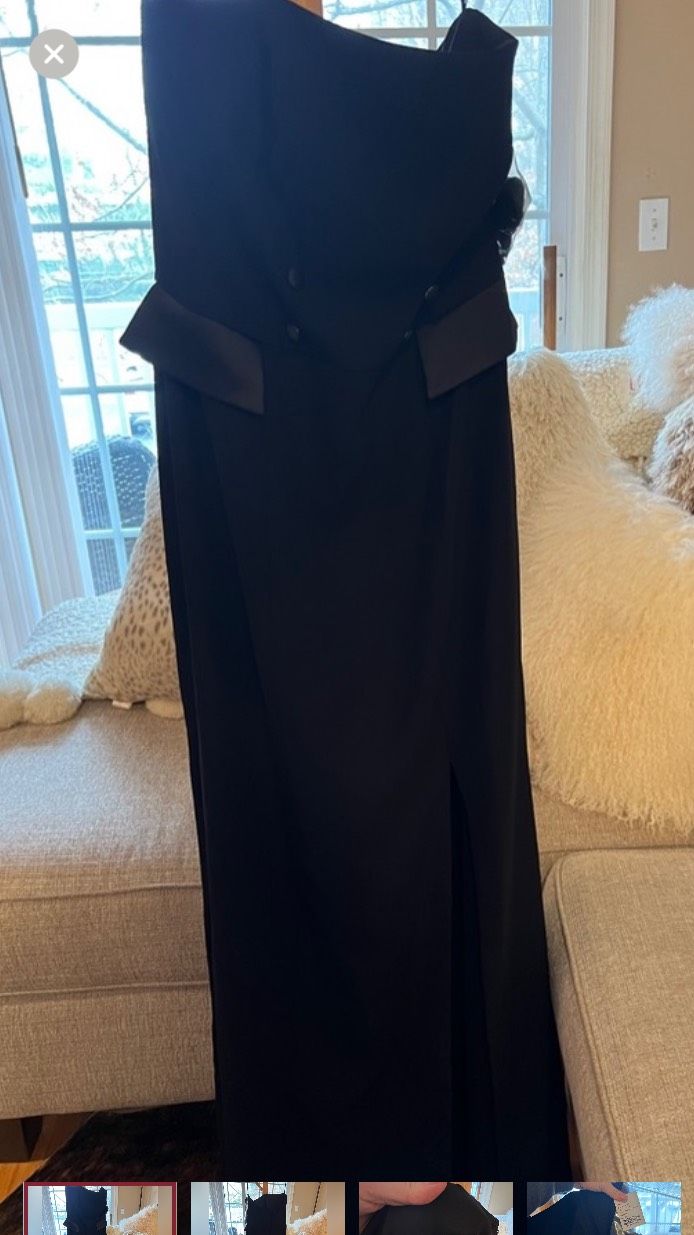 After Six Size 10 Strapless Black Floor Length Maxi on Queenly