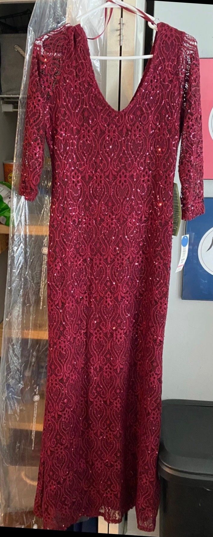 Blu Sage Size 10 Prom Long Sleeve Red A-line Dress on Queenly
