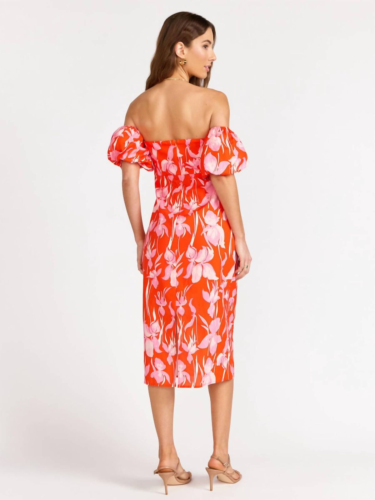 Style 1-106277534-2791 LENA Size L Off The Shoulder Floral Red Cocktail Dress on Queenly