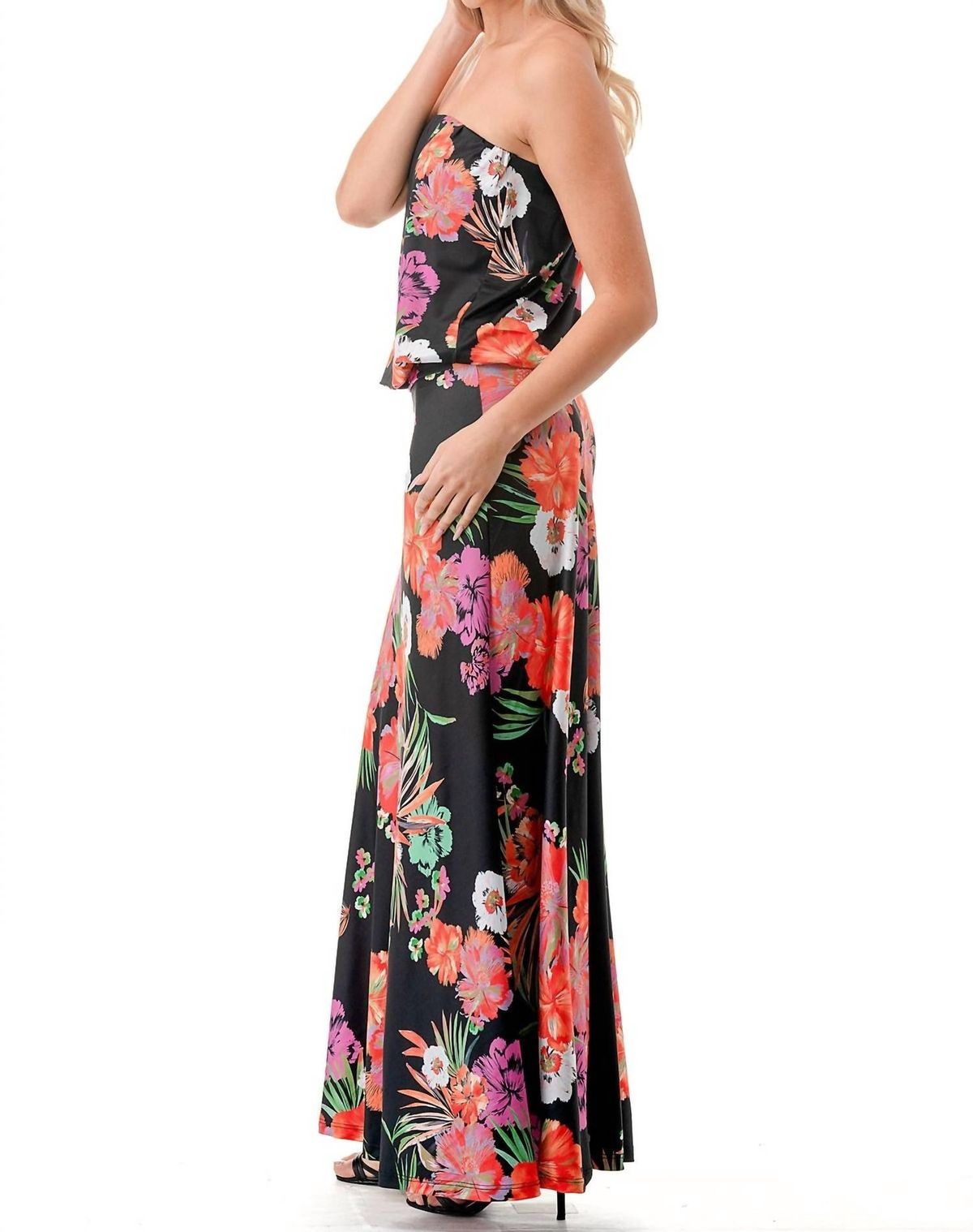 Style 1-1136167095-3472 VaVa Size S Strapless Floral Multicolor Floor Length Maxi on Queenly