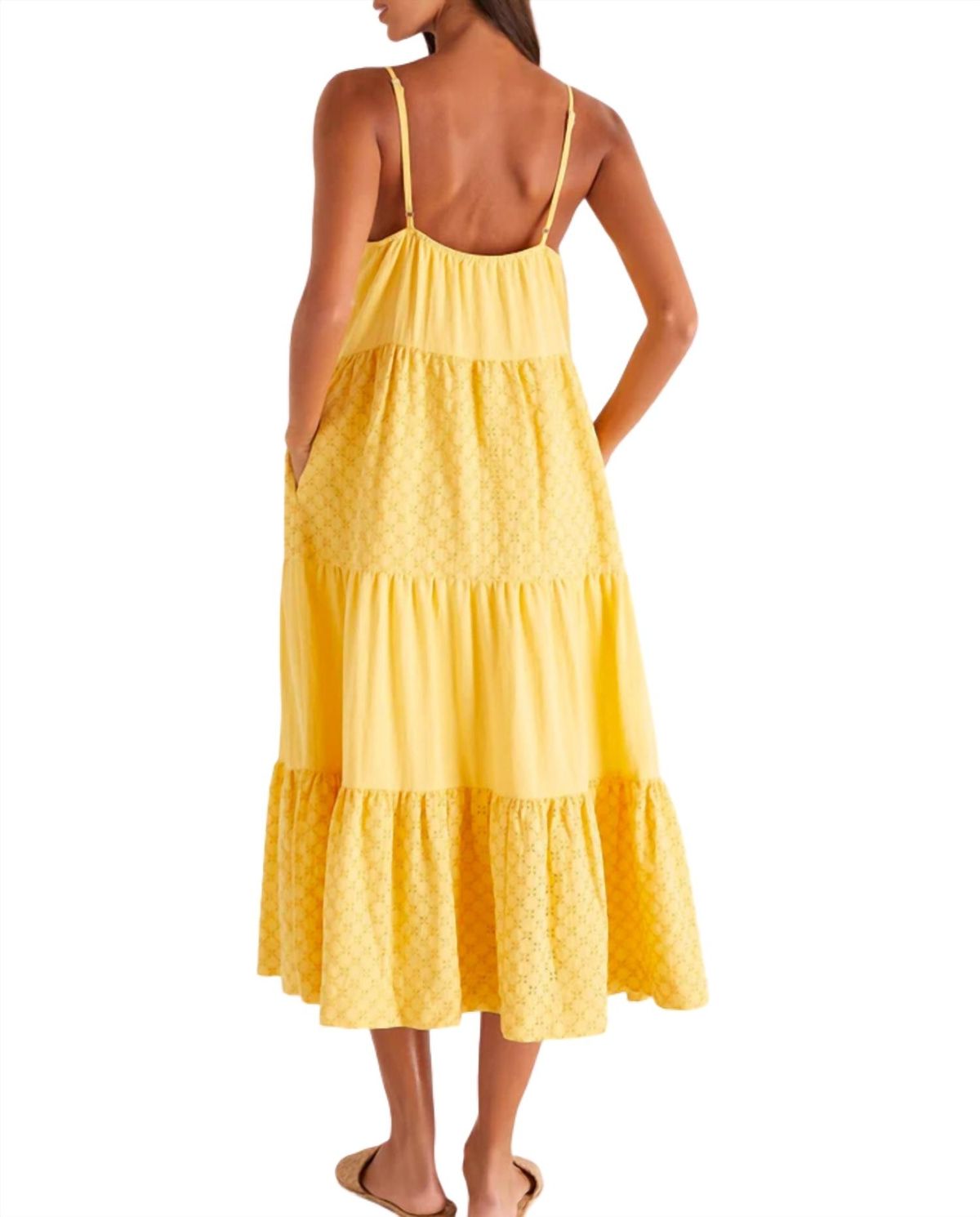 Style 1-16638195-2901 Z Supply Size M Lace Yellow Cocktail Dress on Queenly