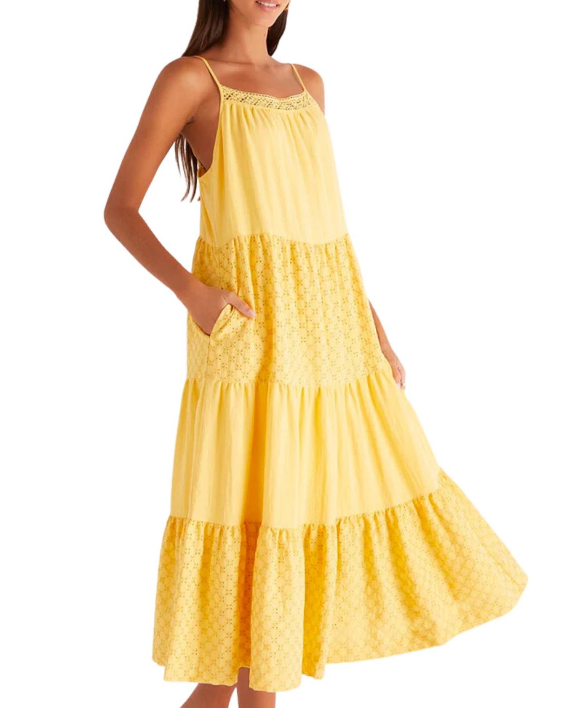 Style 1-16638195-3236 Z Supply Size S Lace Yellow Cocktail Dress on Queenly