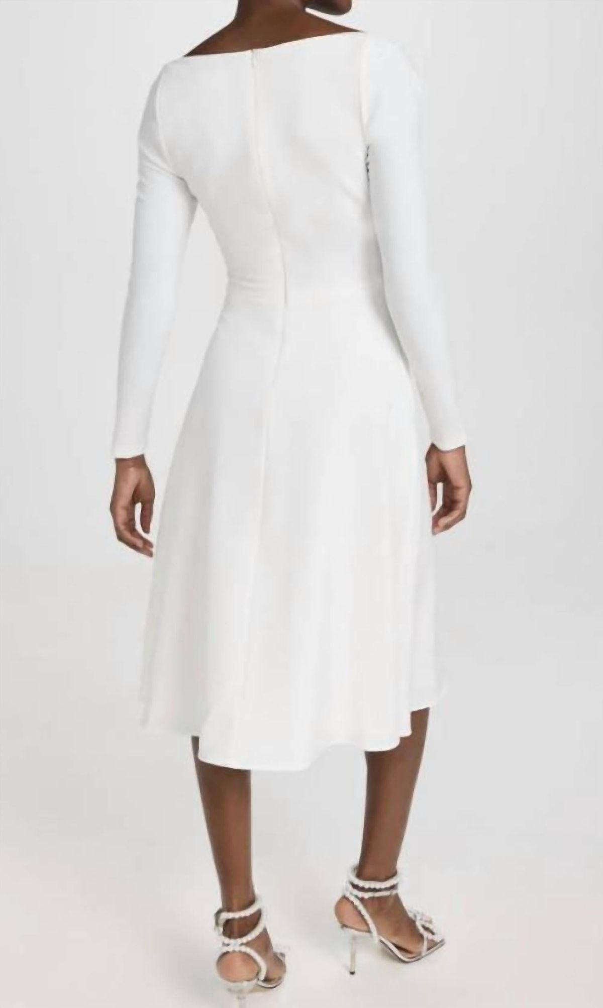 Style 1-20500562-1498 Black Halo Size 4 Long Sleeve White Cocktail Dress on Queenly