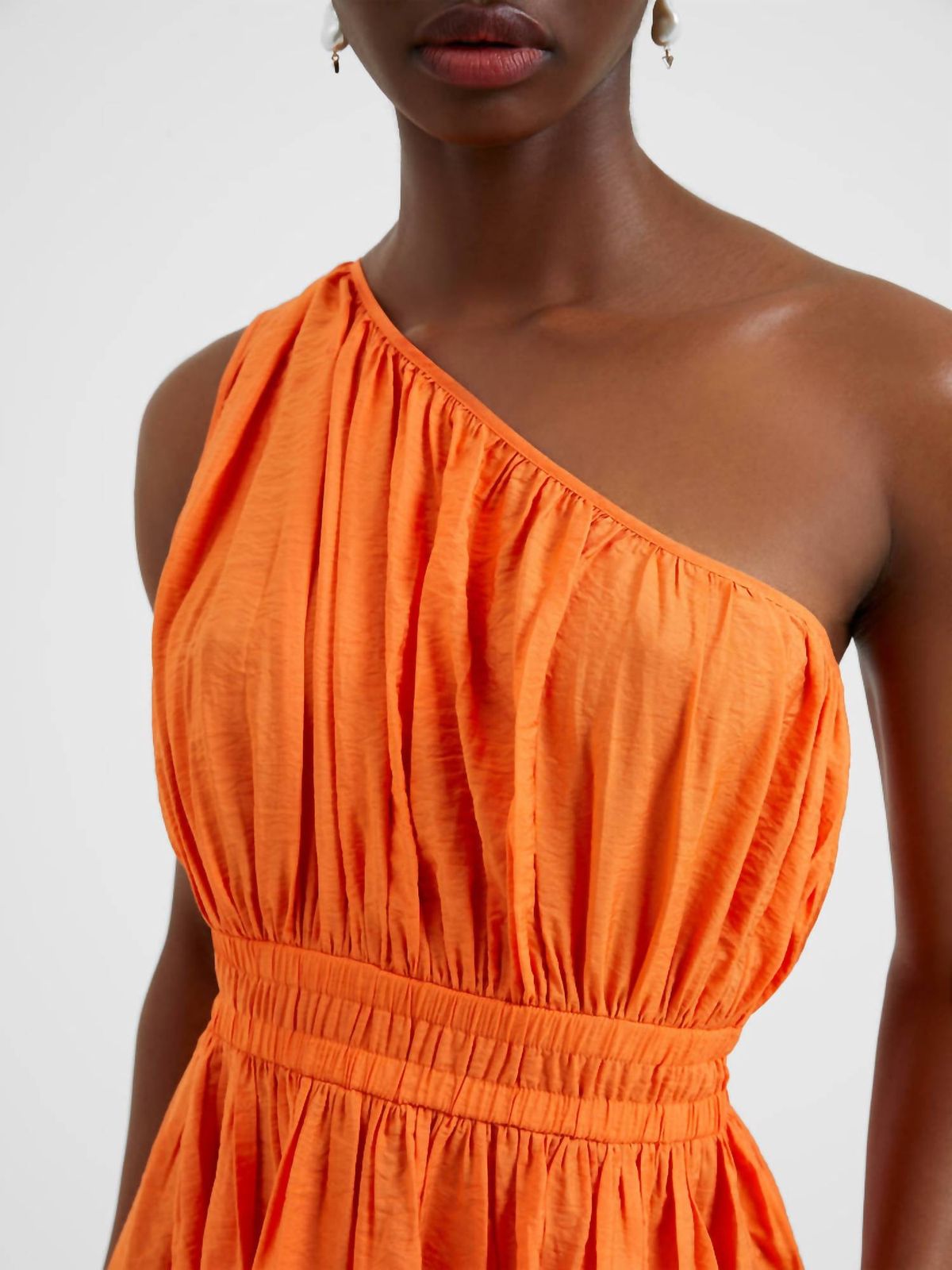 Style 1-3182491395-649 FRENCH CONNECTION Size 2 One Shoulder Orange Cocktail Dress on Queenly